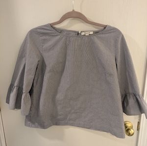 Madewell Blouse - Thin Blue Vertical Stripes - Size Small